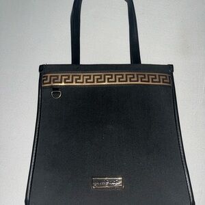 Versace Black Tote with Gold Accents